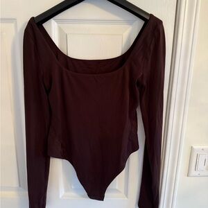 Elegant Brown Long Sleeve Women's Top